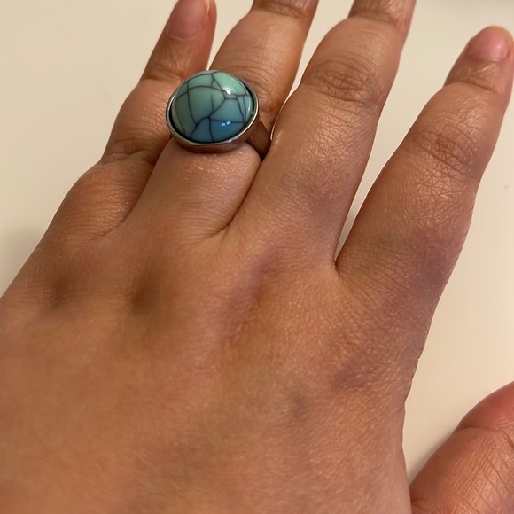 H&M Ring Size 8 Color Blue Silver - Picture 10 of 11